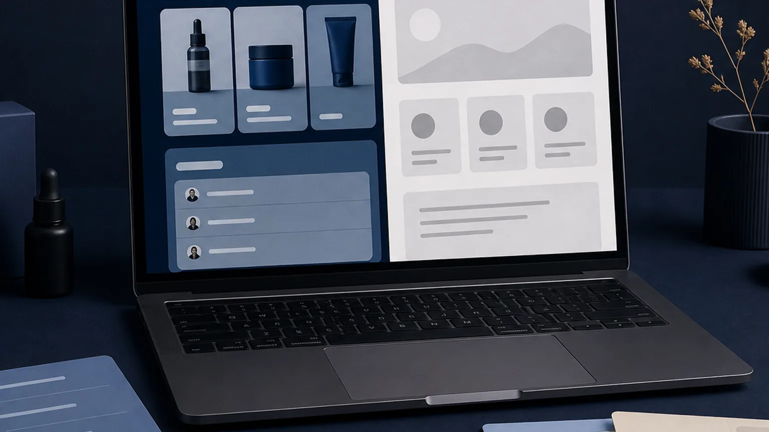 Close-up of storefront, order, and CRM elements